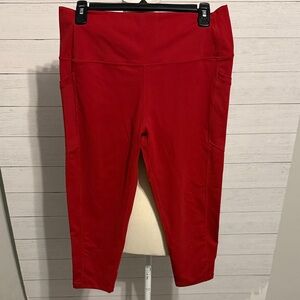 ZYIA Red Capri Leggings with Side Pockets